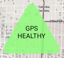 TAK overlay showing healthy GPS status in green