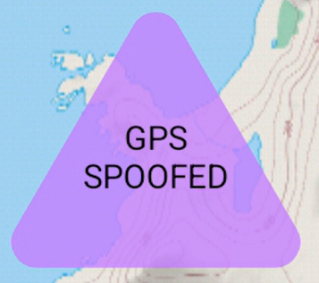TAK overlay showing spoofed GPS status in purple