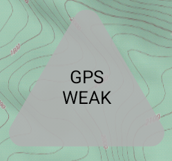 TAK overlay showing weak GPS status in gray